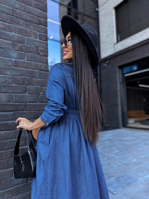 Džinsa kleita "Denim Idea" K3339 - TUMŠI ZILA
